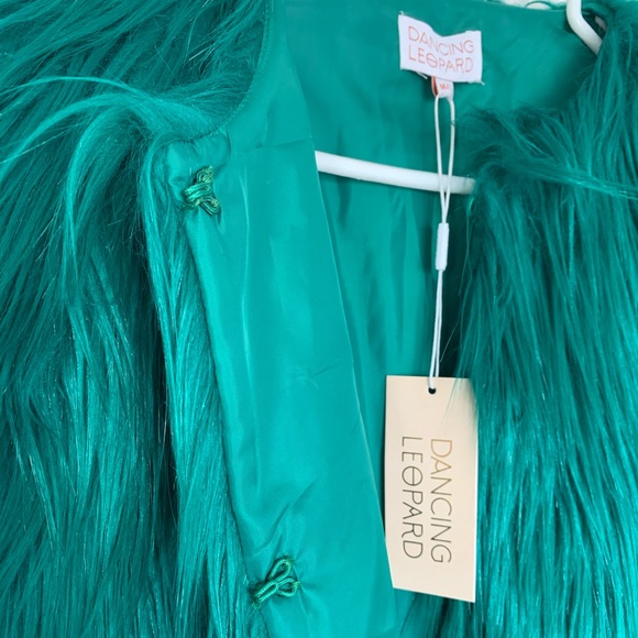 Dancing Leopard faux fur jacket - Emerald Green - Picture 2 of 3